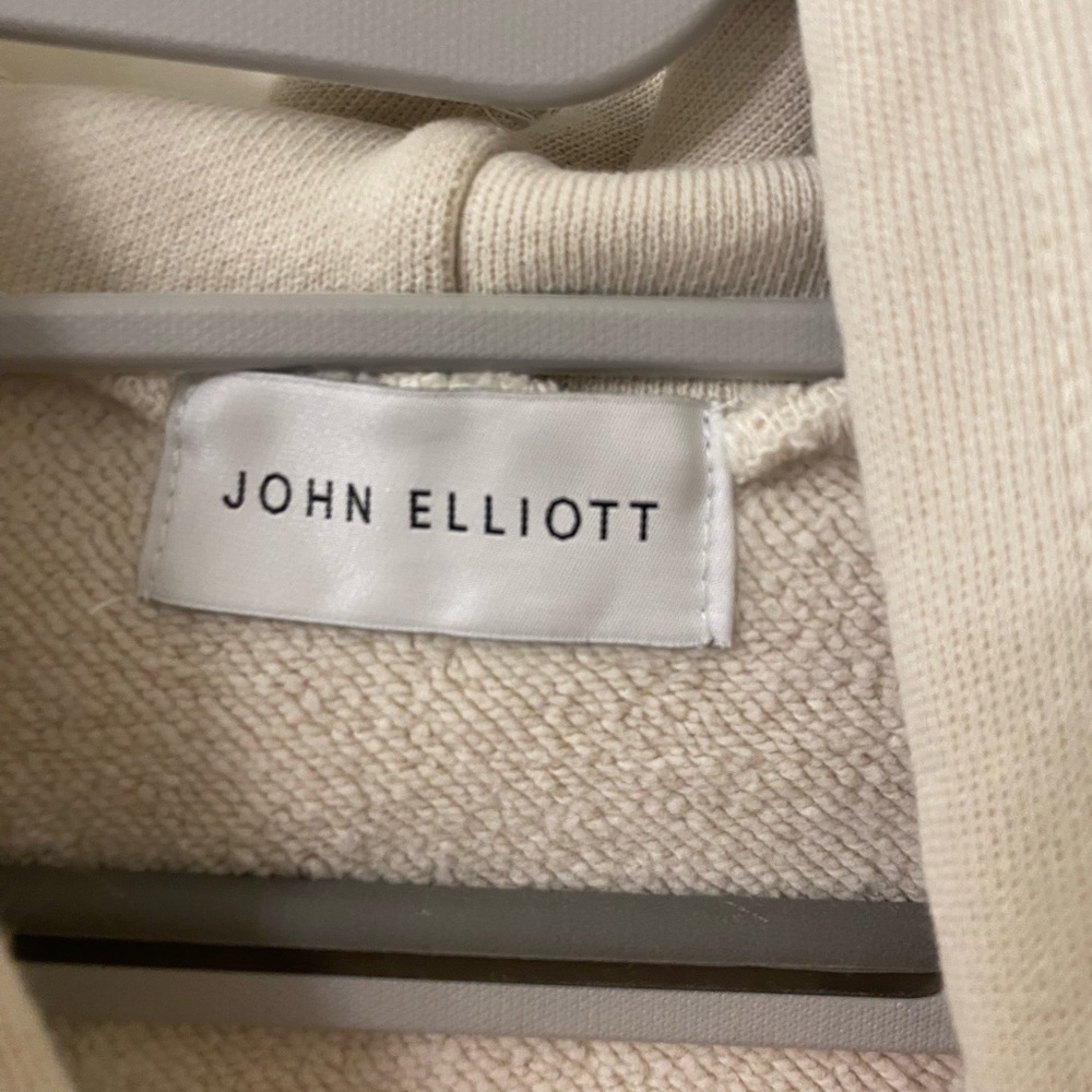 John Elliott White Hoodie With Strings - image 2